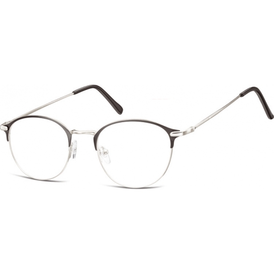 Lenonki okrągłe Okulary oprawki optyczne 933 srebrne + czarne